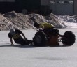 Buggy sinks through frozen lake