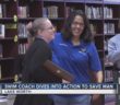 Swim coach dives into action to save man