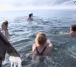 Ice water swimming in Lake Baikal