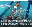 Students swim in plastic-filled swimming pool | The Straits Times