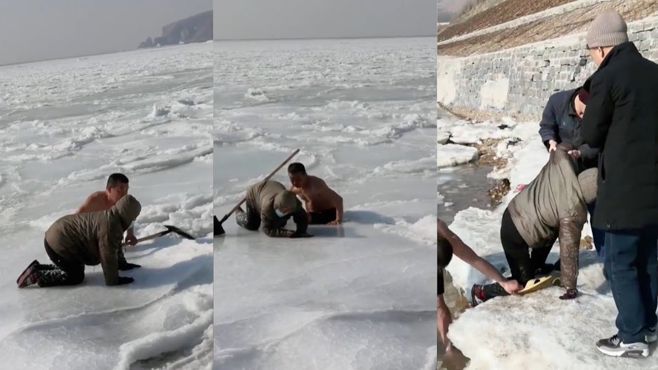 Winter Swimmer Saves Elderly Chinese Woman Trapped in Icy Water