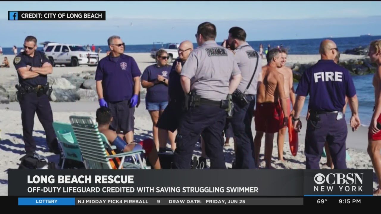 Off-Duty Long Island Lifeguard Credited With Saving Struggling Swimmer | CBS New York