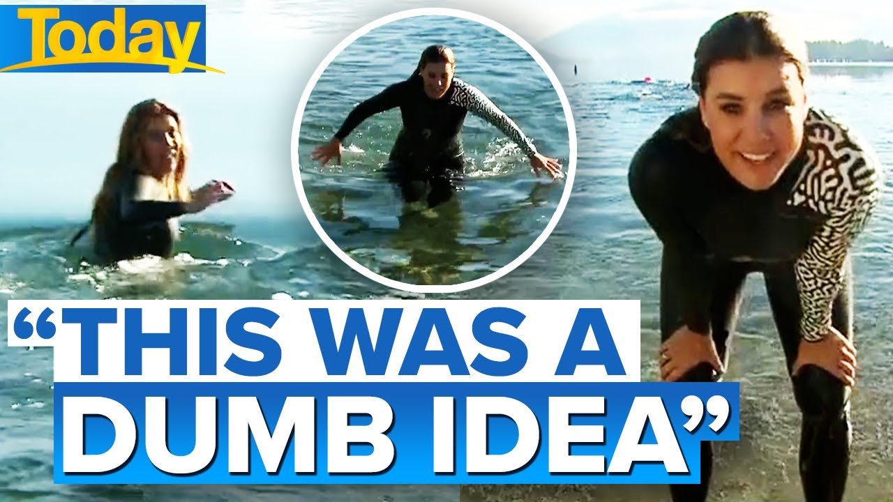 Weather Presenter Swims in Freezing Cold Lake | Today Show Australia
