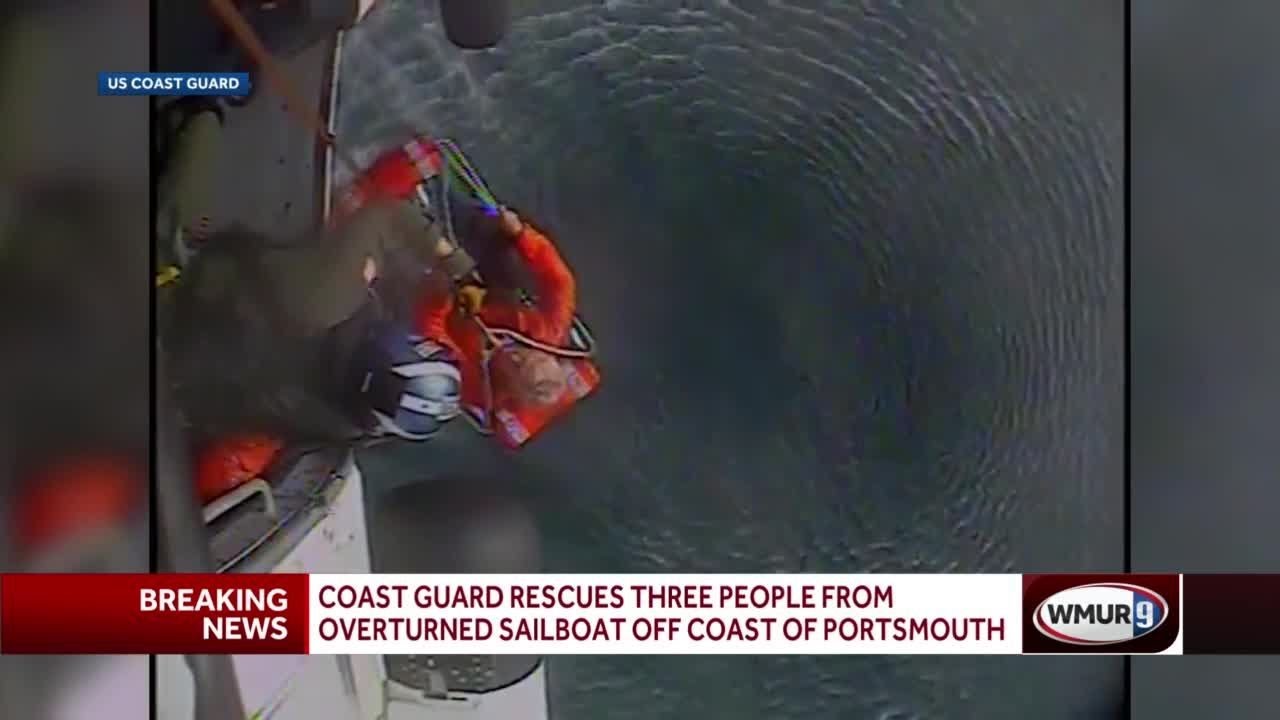 Coast Guard Rescues Three People From Overturned Sailboat off Coast of Portsmouth | WMUR-TV