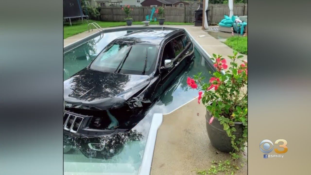 Jeep Crashes Into Swimming Pool In Gloucester Township | CBS Philly