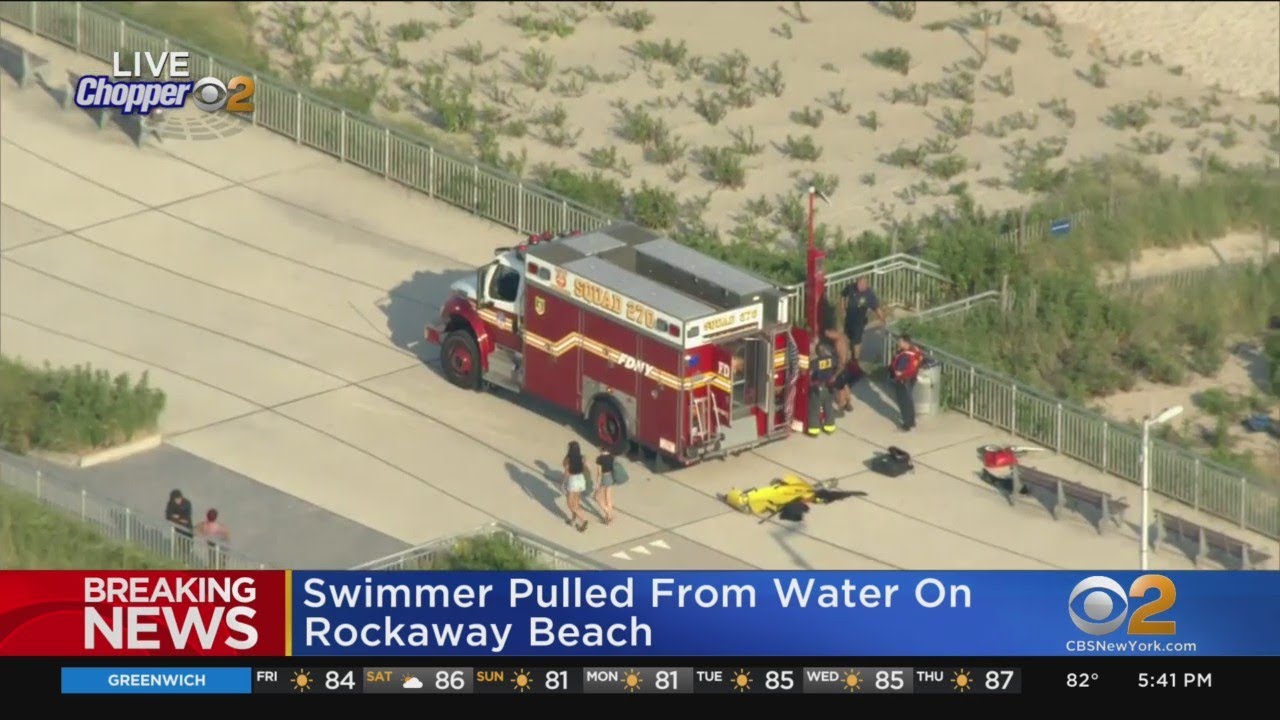 Swimmer Pulled From Water At Rockaway Beach | CBS New York