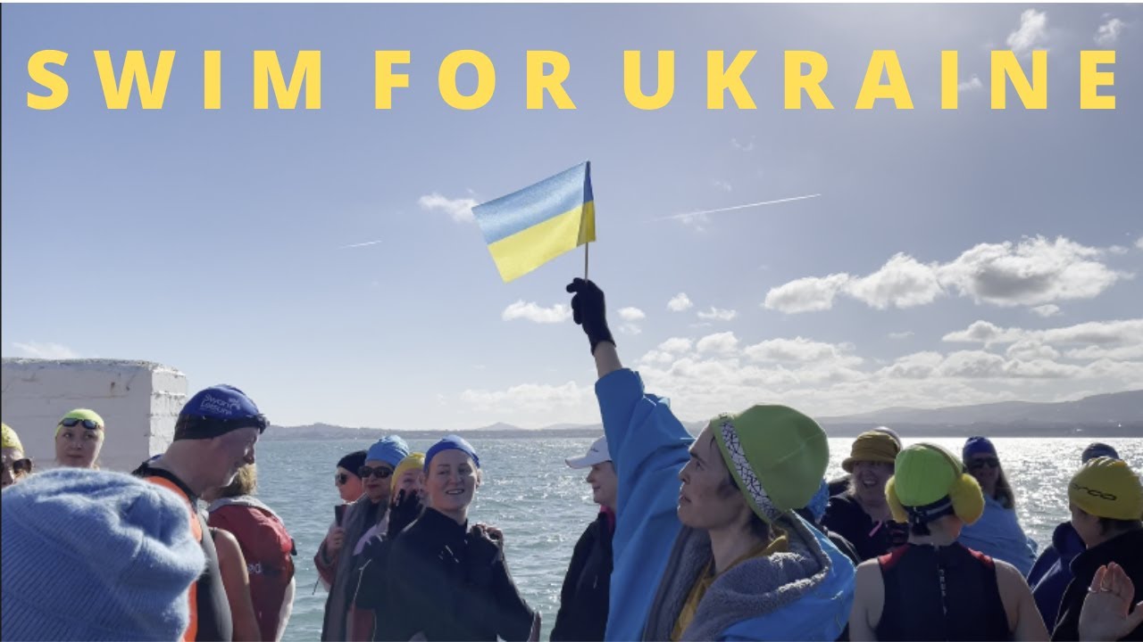 Swim for Ukraine: Human Floating Flag by Half Moon Swim Club | FRO Life Experience