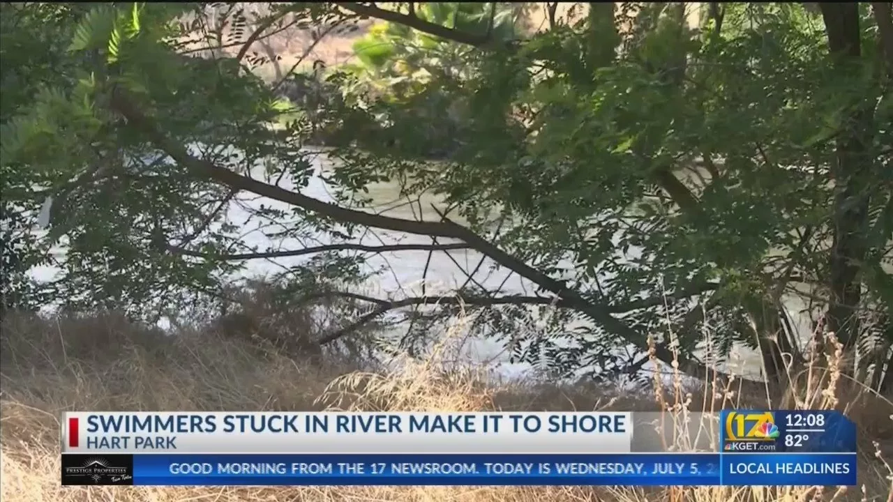 Swimmers Stuck in River Near Hart Park Make It to Shore | KGET News