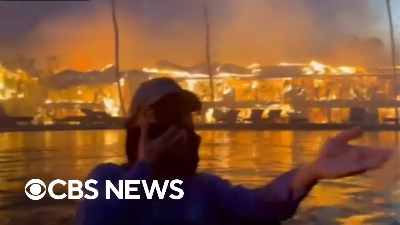 Friends Jumped In Swimming Pool to Survive Maui Wildfire | CBS News