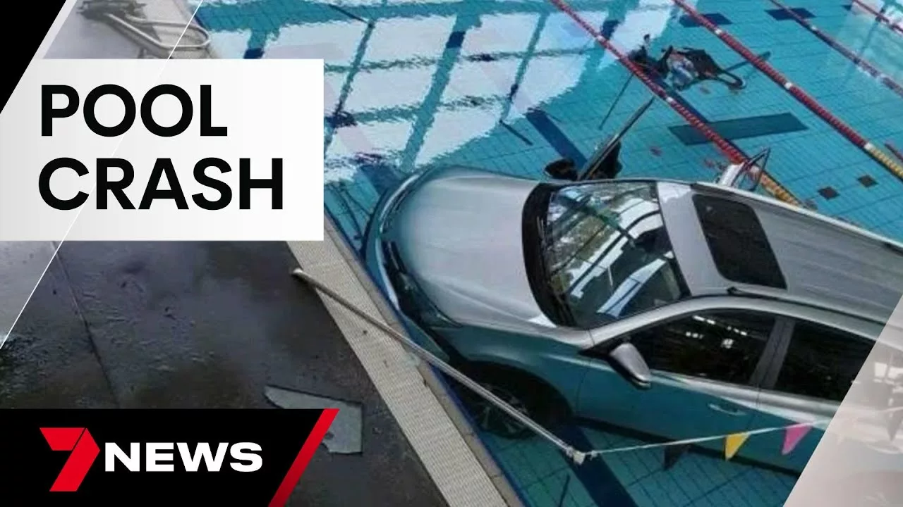 Grandfather Crashes SUV Into School Swimming Pool | 7 News Australia
